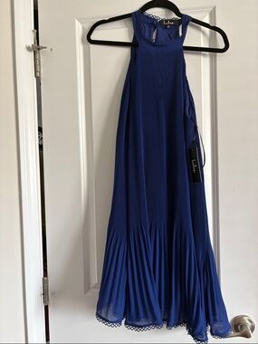 Lulu's Royal Blue Pleated Midi Dress